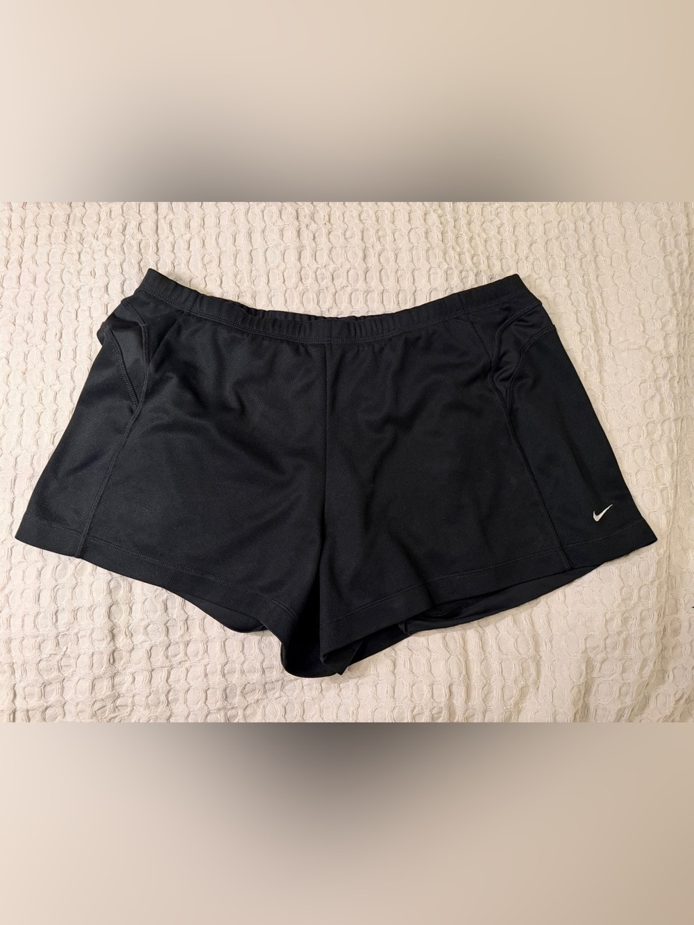 Nike FitDry Women's Black Athletic Running Shorts with Small Swoosh